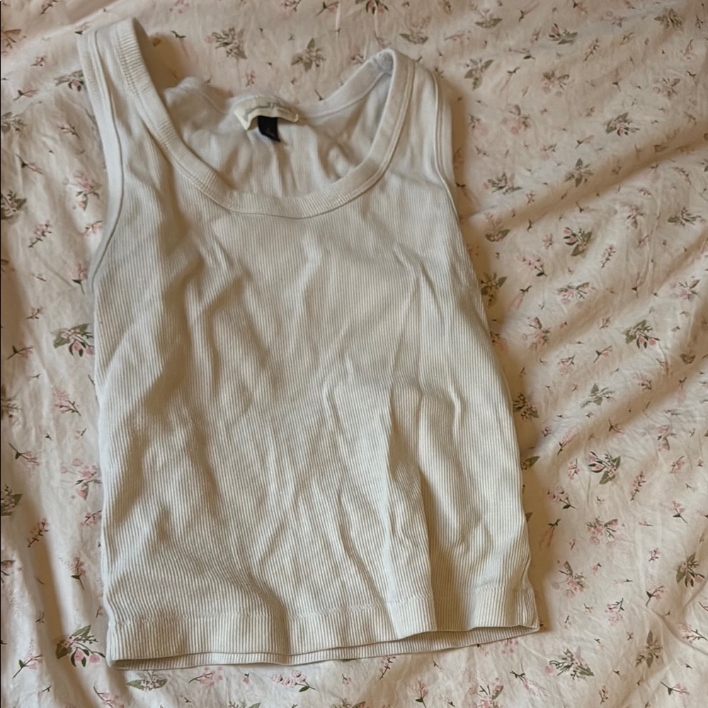 White Ribbed Tank Top
